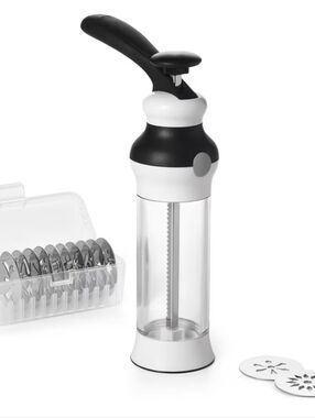 OXO Good Grips 14-Piece Cookie Press Set, Cookie Press with 12 Stainless Steel D